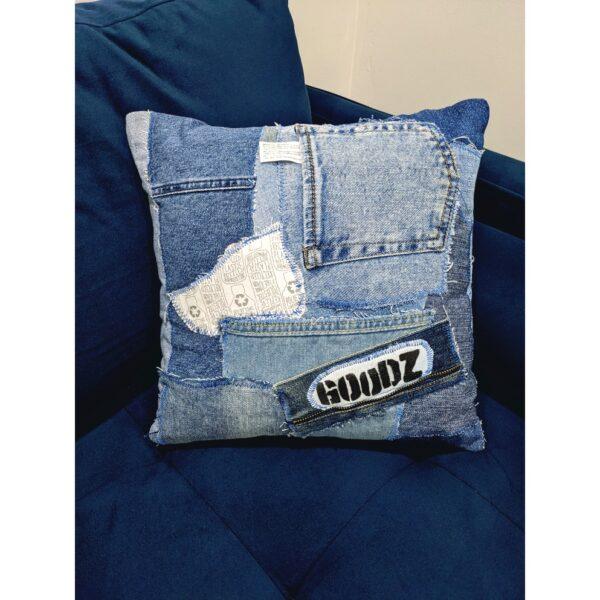 Flawed Goodz Denim Patched Pillow