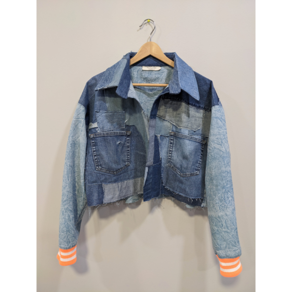 Cropped Denim Patched Jacket