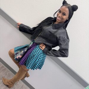 High-Waisted Patchwork Tennis Skirt (Waist 31")