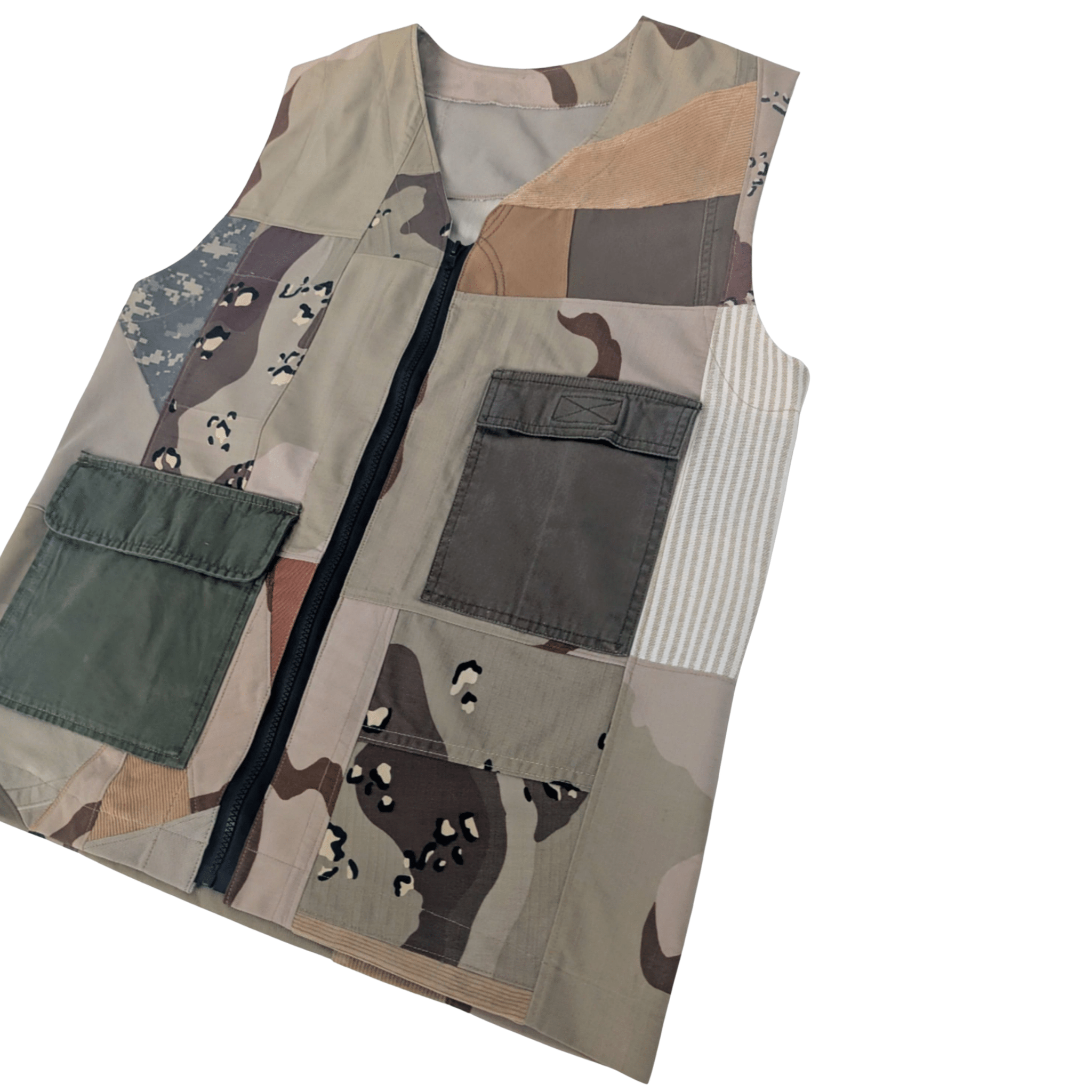 Earth-Tone Patchwork Utility Vest (Chest 40-42") - Image 2