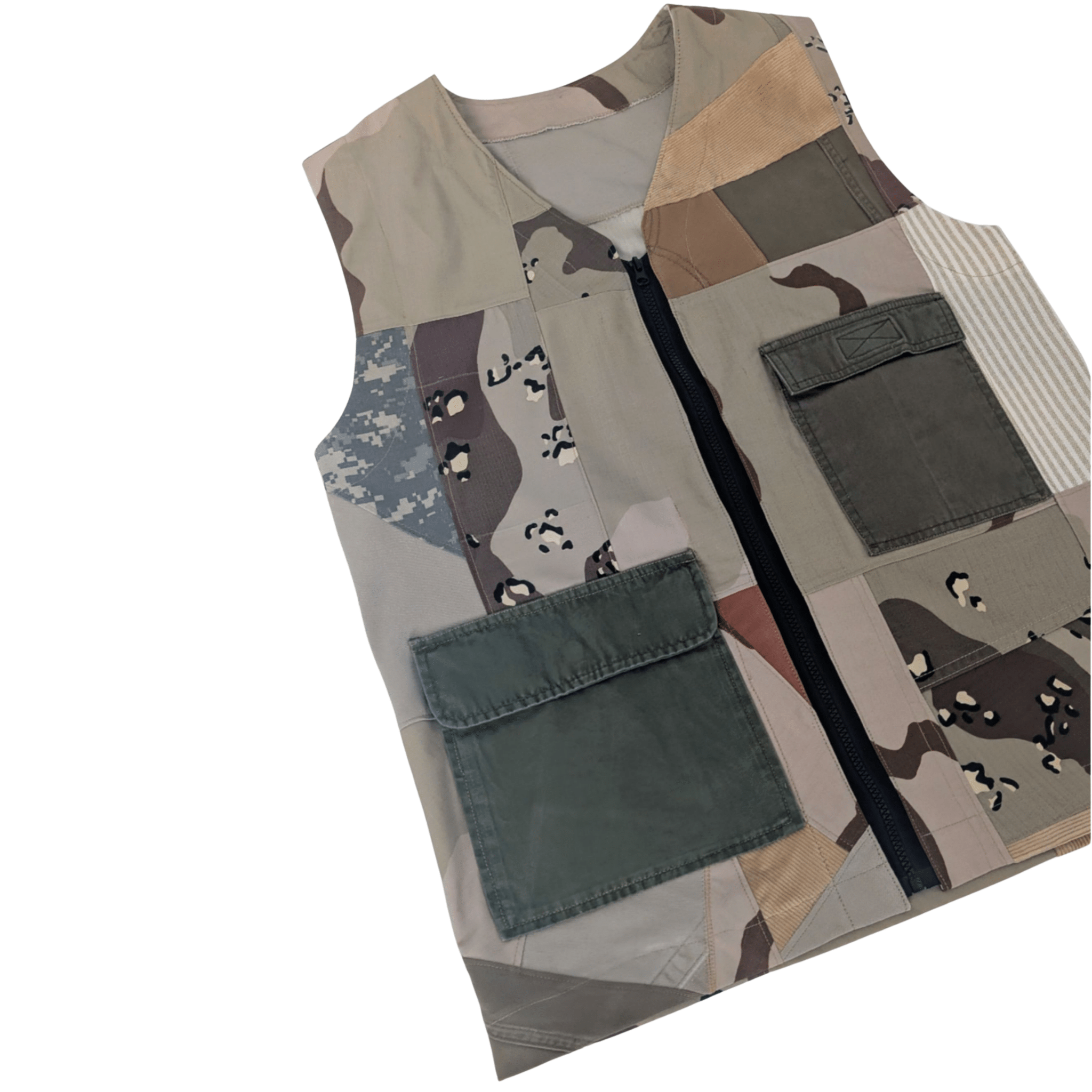 Earth-Tone Patchwork Utility Vest (Chest 40-42") - Image 3