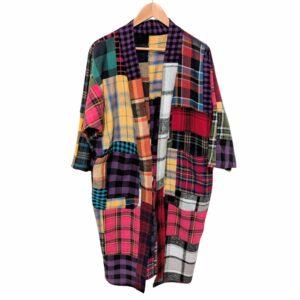 Oversized Patchwork Plaid Kimono (Women's M-L)