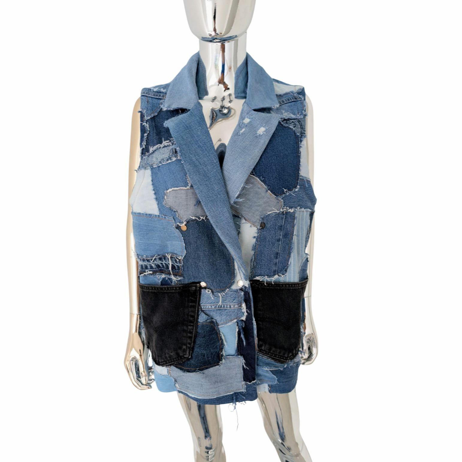 Patchwork Denim Vest (Women's Chest 40-42") - Image 2