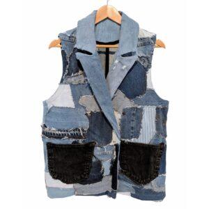 Patchwork Denim Vest (Women's Chest 40-42")