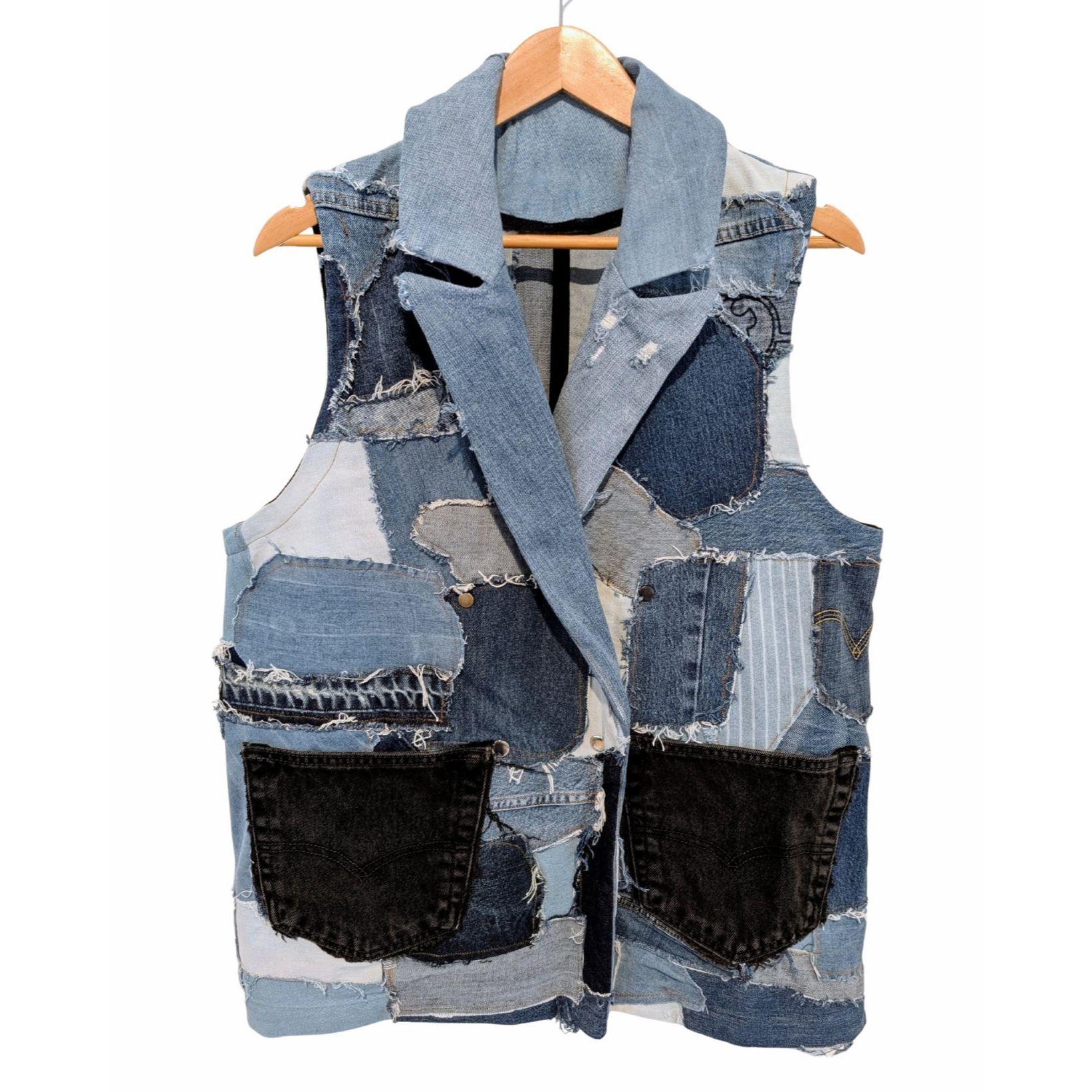 Patchwork Denim Vest (Women's Chest 40-42")