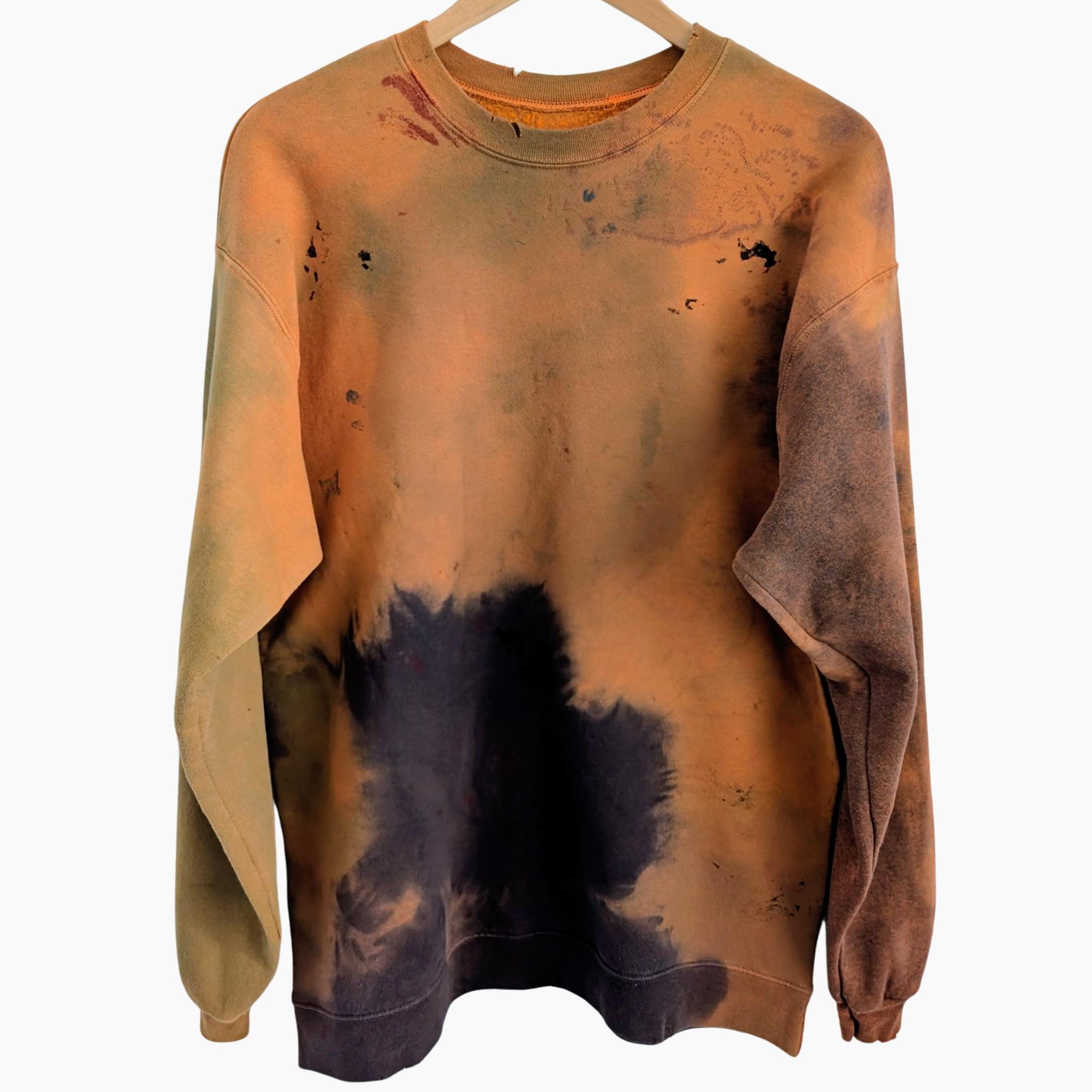 Hand-Dyed Distressed Crewneck (Men's Size L)